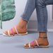 2026 Summer New Square Head Flat Bottom Woven Hollow Slippers Women's Large Size Color Matching Outside Wearing Beach Cool Slippers_vogvips.com