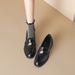 Small Leather Shoes Left Bank Patent Leather Thick Heel Gold Buckle Single Shoes Loafers Women_vogvips.com