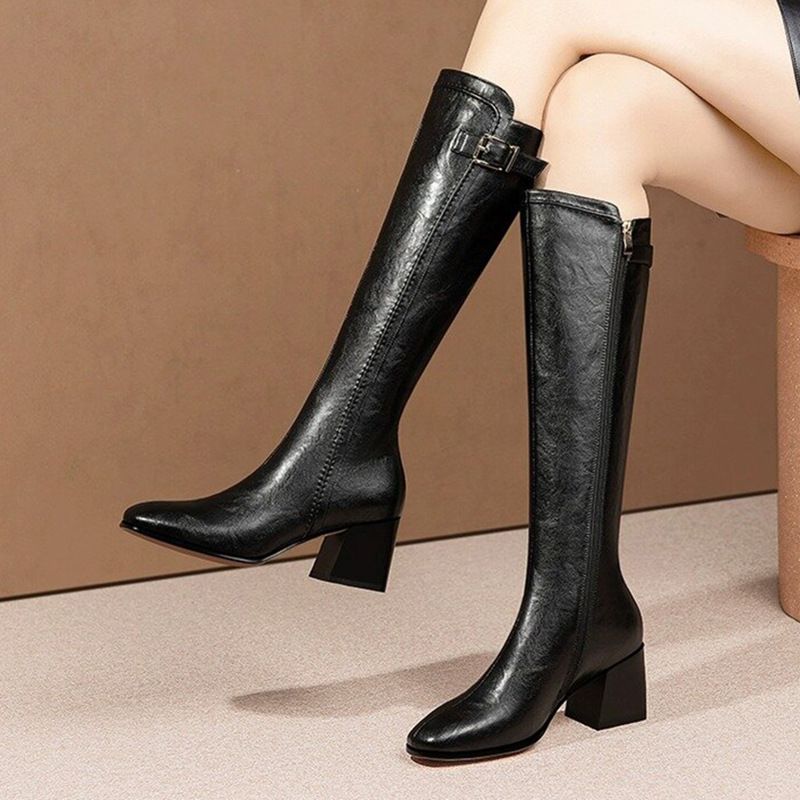 Chunky Square Toe 2024 New Heel High Versatile Slimming Over-the-Knee Boots_vogvips.com