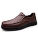 Men's Leather Shoes Casual Loafers Lazy Thick-soled Round Head Foot Cover Men's Leather Shoes_vogvips.com