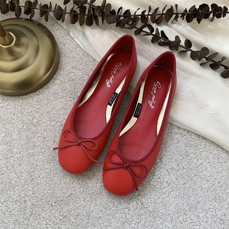New Flat Gentle Evening Breeze Loafers Fairy 2022 Spring Grandma Little Red Wedding Shoes_vogvips.com