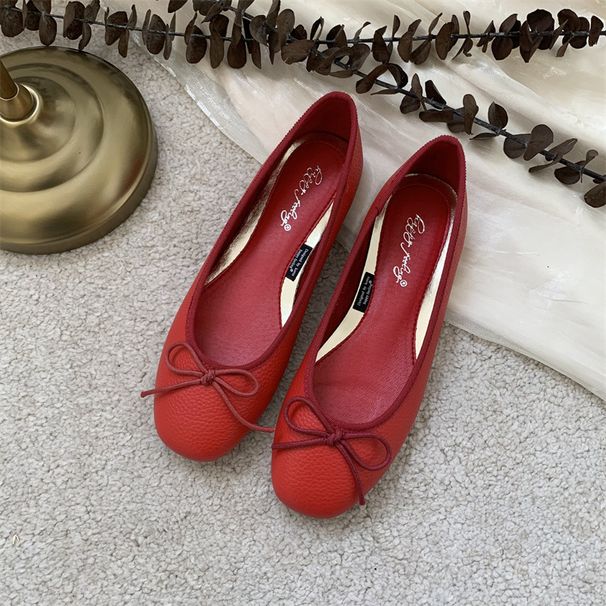 New Flat Gentle Evening Breeze Loafers Fairy 2022 Spring Grandma Little Red Wedding Shoes_vogvips.com