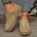 Retro Fashionable Breathable Running Canvas Casual Shoes Spring And Autumn Round Toe Red Women S Flat Sneakers_vogvips.com