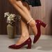 Foreign Trade Cross-border Plus-size 2025 New Fashion Women's Shallow Thick-heeled Height-increasing High-heeled Shoes_vogvips.com