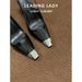 High Heels For Women 2023 Spring And Autumn New Park Chae Young Rose Same Style Metal Square Black Patent Leather Closed_vogvips.com