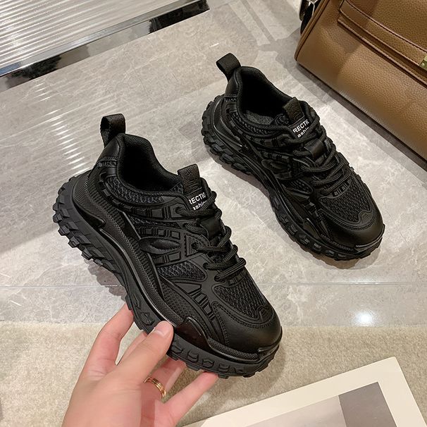 Daddy Shoes Women's Trendy Ins Retro Fried Street Black Show Feet Small Tire Thick-soled Shoes Light Casual Spring And Autumn Sports Shoes_vogvips.com
