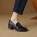 Soft Leather Loafers Women's Thick Medium Heel One-pedal Small Leather Shoes Round Head Soft Sole Single Shoes_vogvips.com