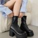 with Rivets And Pendants, Platform For Women, Dark Punk Motorcycle Boots, Round Toe Super Cool College Short Boots_vogvips.com