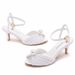 Women's Shoes 6cm fish mouth high heel sandals shallow buckle large size round toe high heels hollow fish mouth satin pearl sandals_vogvips.com