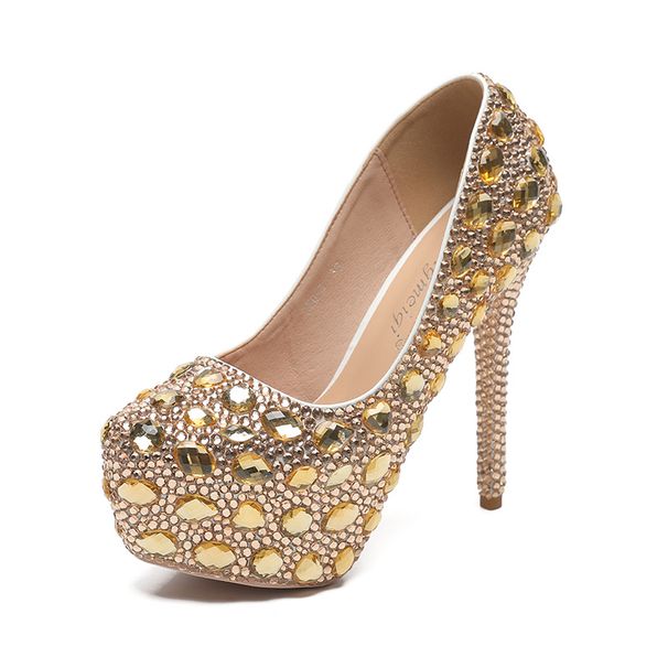 Women's Shoes autumn new 14cm high heel ladies rhinestone banquet wedding shoes_vogvips.com