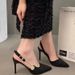 Black Rhinestone High-heeled Shoes For Women, 2026 New Model, Pointed Toe, Thin Heel, Metal Buckle, Elegant Party_vogvips.com