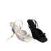 New Square Ankle Strap Silver Satin Bow High Thin Heel Open Toe Women's Sandals_vogvips.com