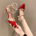 Rivet High-heeled Shoes, Fairy-style Summer New Elegant Pointed-toe Sandals For Women, With Thin Heels And Rivets,_vogvips.com