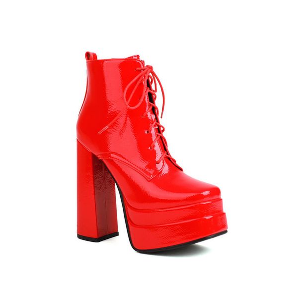 Autumn Winter Chunky Super High Heel Short Casual Lace-up British Martin Boots Thick Sole Double Waterproof Platform_vogvips.com