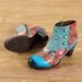 Blue Dream Butterfly Autumn Winter Low Tube Contrast Color Leather Patchwork European American Vintage Fashion Boots_vogvips.com