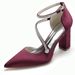 Women's Chunky Heel Rhinestone Strap Pointed Toe Wedding Dress Shoes Bridesmaids_vogvips.com