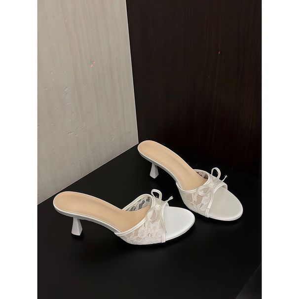 First Encounter With Ji Juxian'er~! Sweet Bow-tie Strap Stiletto Open-toe Sandals Women, Sexy Lace For Outdoor Wear_vogvips.com