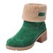 Women's Winter Boots Mid Calf Faux Fur Lined Slip Resistant Chunky Heel Snow Boots For Women Fashion Round Toe Side Zipper_vogvips.com