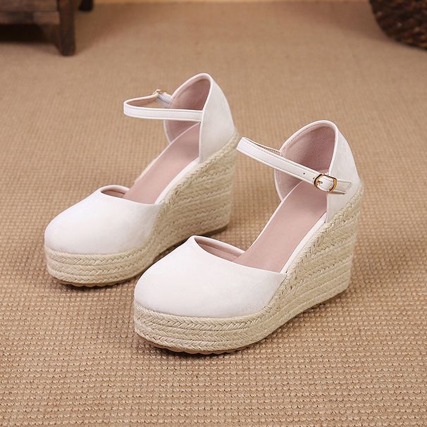 Women S Platform Wedge Sandals With Hollow Design Jute Sole Breathable Casual Slip On Shoes For Spring Autumn_vogvips.com