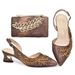 Pointy mid-heel sandals with leaf decoration hand bag dinner bag shoes bag set fashion everything_vogvips.com