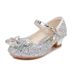 High Heels Spring New Children's Princess Versatile Soft Sole Silver Crystal Little Girls' Performance Leather Shoes_vogvips.com