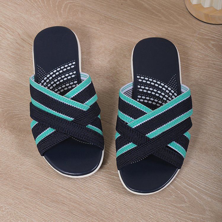 Summer Women's Knit Wedge Sandals - Cross Strap Slip-On With Round Toe & Wide Width Options_vogvips.com