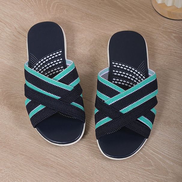 Summer Women's Knit Wedge Sandals - Cross Strap Slip-On With Round Toe & Wide Width Options_vogvips.com