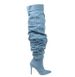 2024 New Foreign Trade Cross-Border Wasteland Pointed Toe Stiletto High Heel Side Zipper Pleated Plus Size Long Slouch_vogvips.com