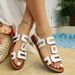 Cross-border Plus-size Belt Buckle Hollow Flat For Women, 2026 Summer New Fashion Versatile Outdoor Beach Sandals_vogvips.com