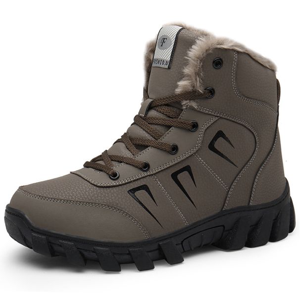 Autumn And Solid Color Flat Heel Casual Black Winter Lace Up Hiking Men's High Top Round Toe Cotton Sho For_vogvips.com