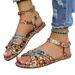 Women's Ethnic Style Printed Flat Open Toe Sandals plus Size Summer Woven Hollow out Beach Sandals_vogvips.com