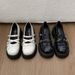 Women's Black Patent Leather Thick-Soled Mary Jane 6cm Chunky Heel Buckle Strap Bow Lolita Single Shoes_vogvips.com