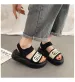 Women's Shoes Casual Large Size Sandals Slippers Daddy Sole Student Shoes Black_vogvips.com