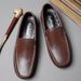 Suitable For All Seasons 2024 New Soft Sole Breathable Lazy Loafers Korean Style Slip-On Business Casual Leather Shoes Men_vogvips.com