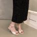 French Style Black Satin High Heel Sandals Fairy 2024 New Summer Dress Elegant Thin Strap Roman Shoes_vogvips.com