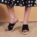 Korean Style Platform Sandals With Open Toe & Chunky Heel - Breathable Linen-Wrapped Sole For Summer - Black & Beige_vogvips.com