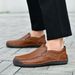 Hollow-Out Handmade Stitching Men's Shoes Outdoor Casual Shoes Slip-On Flat Leather Shoes Low Top Large Size Loafers_vogvips.com