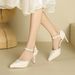 8088-10A Pointed Stiletto Heels One Strap Closed Toe Hollow High Heel Sandals Waterproof Platform Single Shoes Women_vogvips.com