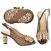 Frosted parquet diamond all-in-one round head fish mouth casual high-heeled fashion sandals with clutch set_vogvips.com