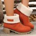 Large-size Snow Boots One Shoe Two Women's Chunky Heel Mid-calf Boots_vogvips.com