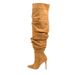2024 New Foreign Trade Cross-Border Wasteland Pointed Toe Stiletto High Heel Side Zipper Pleated Plus Size Long Slouch_vogvips.com