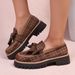 European And American Cross-border Women's Loafers, Size, New Style With Bow, Thick-soled Platform, British Style,_vogvips.com