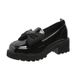 Soft Loafers Thick Sole 2023 New Summer Mid-Heel Women's With Bowknot Shiny Leather Shoes For Petite Women_vogvips.com