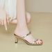 High Slippers For Women 2025 New Summer Fashion Silver Outdoor Thin Heel One-Strap Elegant Square Toe Sandals_vogvips.com