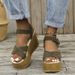 Women's Shoes Summer Large Size Women's Thick Soled Wedge Sandals Buckle Design Polyurethane Sole_vogvips.com