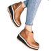Plus Size Wedge Short Women 2021 New Side Zipper Thick Sole Leather Boots 43_vogvips.com
