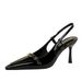 2629-A2 European And American Style Banquet Pointed Toe Heels Stiletto Patent Leather Metal Buckle Backless Back Strap_vogvips.com