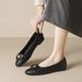 French Single Shoes Women's Round Head Black Xiaoxiangfeng Grandma Shoes Soft Sole Shallow Mouth Flat Shoes_vogvips.com