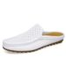 Cross-Border Plus Size Men's Half-Slip Leather Shoes Summer New Hollow Breathable Casual Versatile Handmade Loafers_vogvips.com