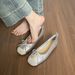 Silver Ballet Single Shoes Women's Summer French Stunning Shallow Mouth Flat Bottom Ladle Shoes_vogvips.com